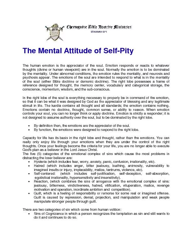 The Mental Attitude of Self-Pity