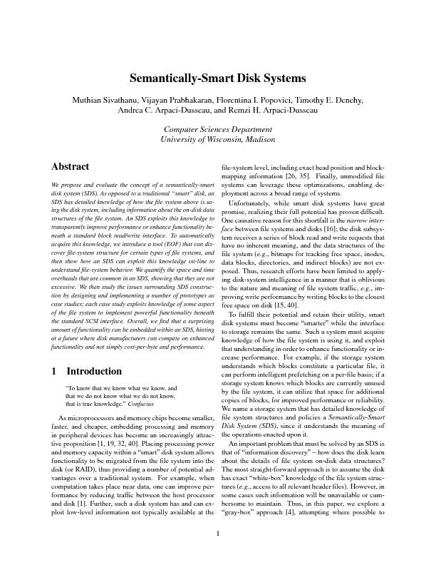 Semantically-SmartDiskSystemsMuthianSivathanu,VijayanPrabhakaran,Flore