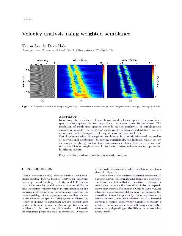 Velocityanalysisusingweightedsemblance157Conventionalsemblancesc[i]can