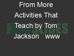 From More Activities That Teach by Tom Jackson   www