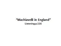“Machiavelli in England”