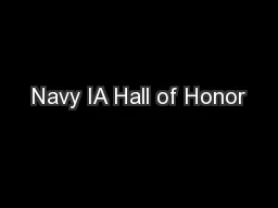 Navy IA Hall of Honor