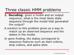 1 Three classic HMM problems
