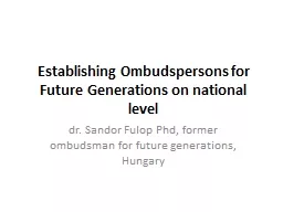 Establishing Ombudspersons for Future Generations on nation
