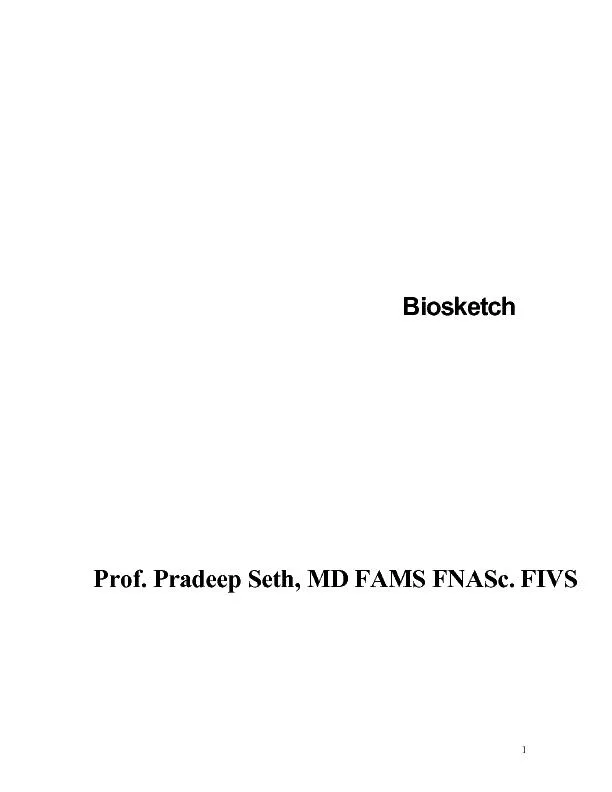 Prof. Pradeep Seth, MD FAMS FNASc. FIVS