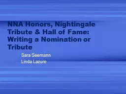 NNA Honors, Nightingale Tribute & Hall of Fame:  Writin