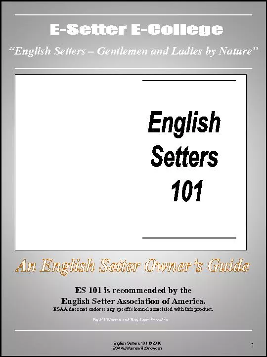 “English Setters Gentlemen and Ladies by Nature”