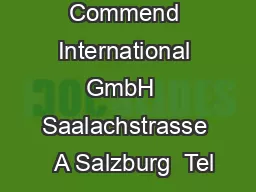 Commend International GmbH  Saalachstrasse   A Salzburg  Tel