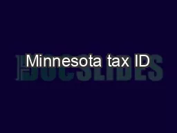 Minnesota tax ID