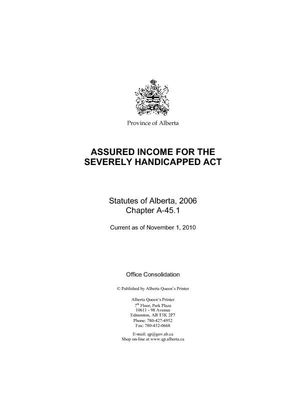 ASSURED INCOME FOR THE SEVERELY  HANDICAPPED ACT  Definitions Delegati