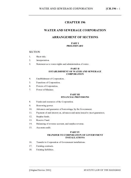 WATER AND SEWERAGE CORPORATION