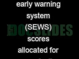 Standardised early warning system (SEWS) scores allocated for each cli