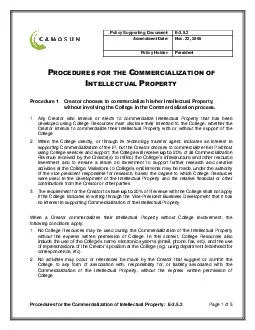 Procedures for the Commercialization of Intel lectual Property  E