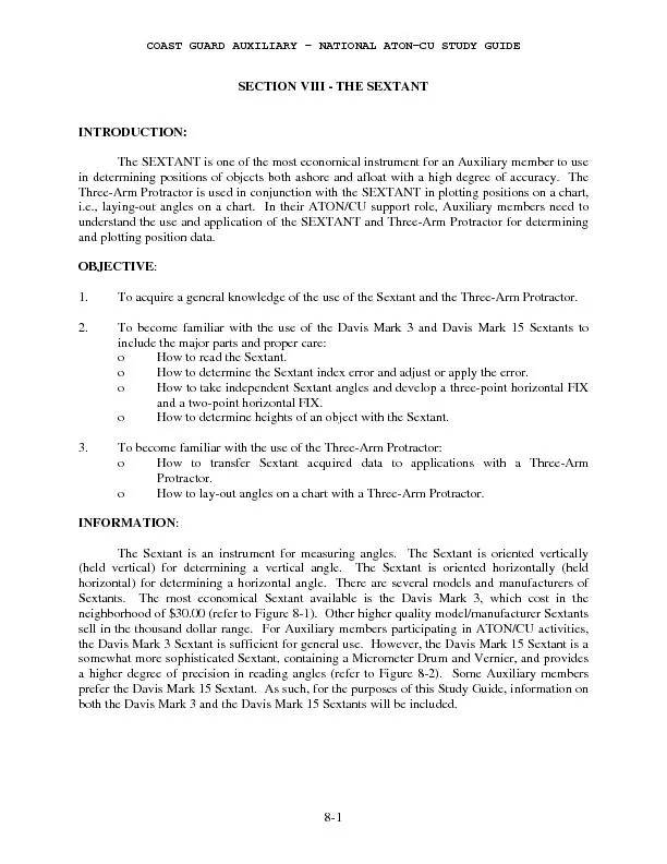 COAST GUARD AUXILIARY - NATIONAL ATON-CU STUDY GUIDE8-SECTION VIII - T