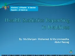 Health Statistics Reporting in Maldives