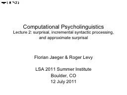 Computational Psycholinguistics