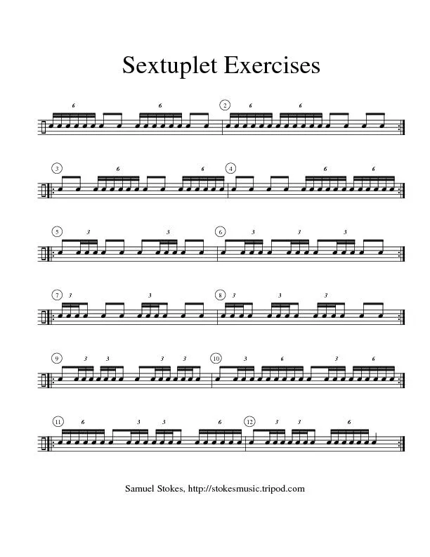 Sextuplet ExercisesSamuel Stokes, http://stokesmusic.tripod.com