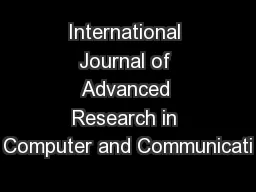 International Journal of Advanced Research in Computer and Communicati