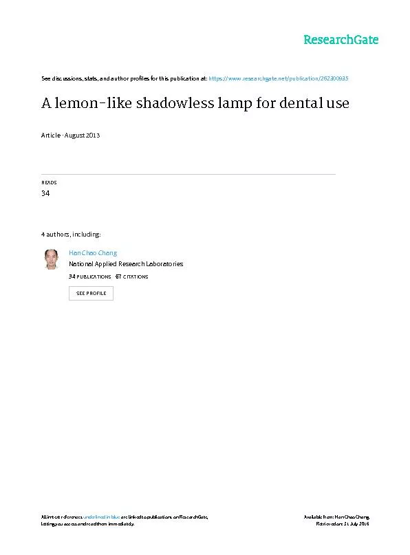18 Han Chao Changet al.Lemonlike Shadowless Lamp for Dental �� &#x/MCI