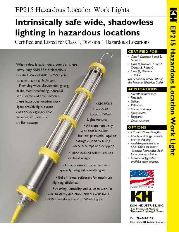 EP215 Hazardous Location Work Light
