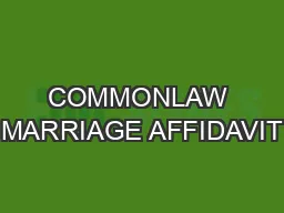 COMMONLAW MARRIAGE AFFIDAVIT