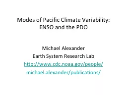 Modes of Pacific Climate Variability: