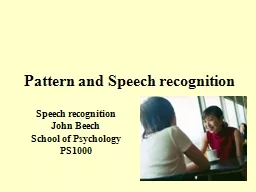 1 Pattern and Speech recognition