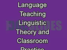 Communicative Language Teaching Linguistic Theory and Classroom Practice sandra j