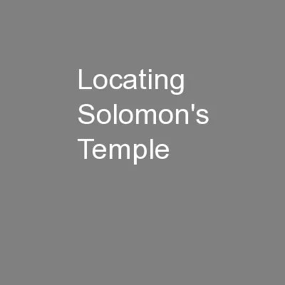 Locating Solomon's Temple