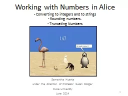 Working with Numbers in Alice