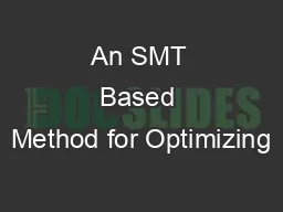 An SMT Based Method for Optimizing