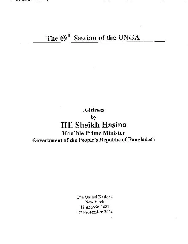 The 69th Session of the UNGAAddressbyHE Sheikh HasinaHon'ble Prime Min
