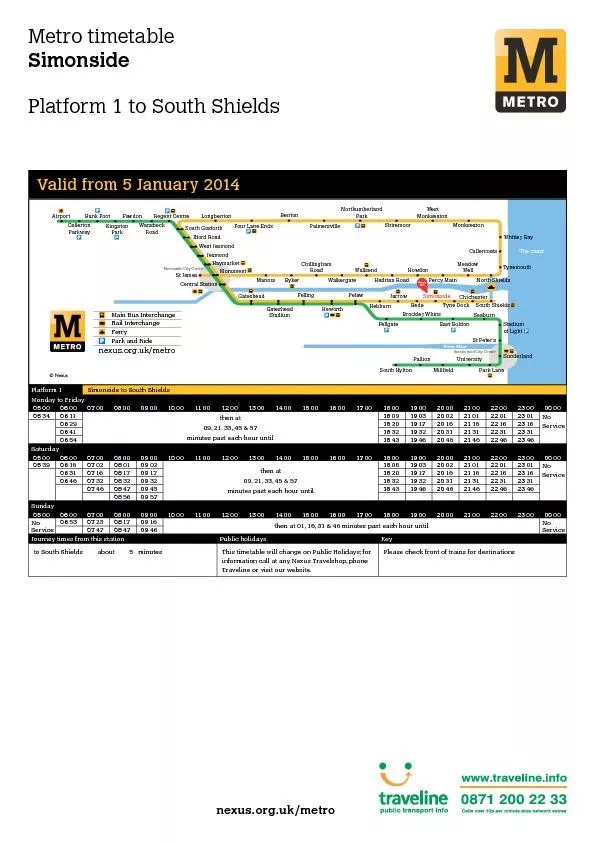 Metro timetable Simonside