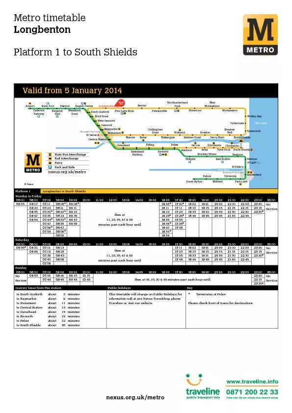 PDF - Metro timetable Longbenton PDF document