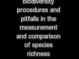 REVIEW Quantifying biodiversity procedures and pitfalls in the measurement and comparison of species richness Nicholas J