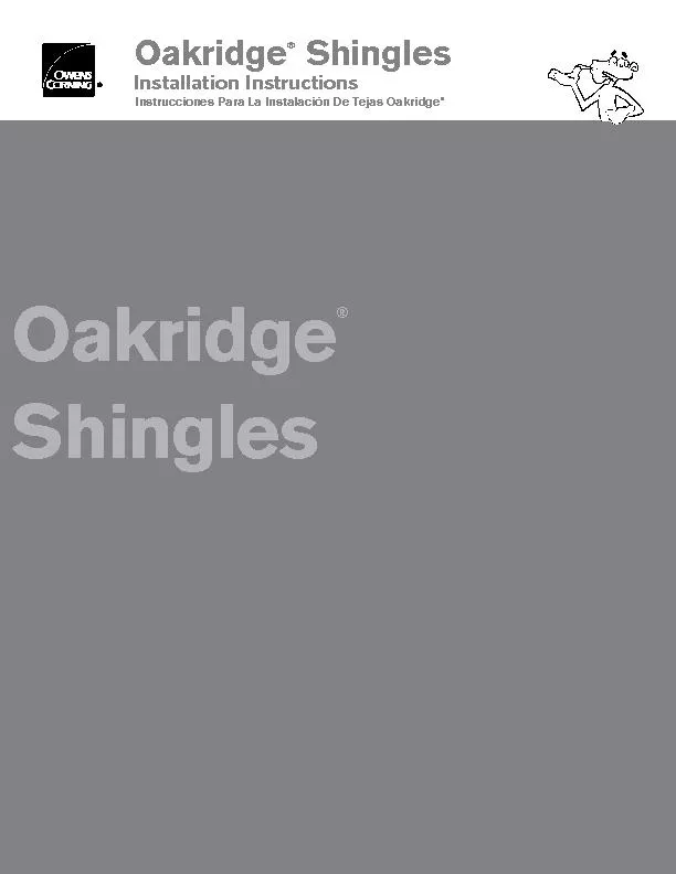 Oakridge ShinglesInstallation Instructions Instrucciones Para La Insta