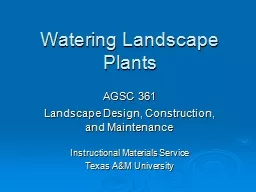 Watering Landscape Plants