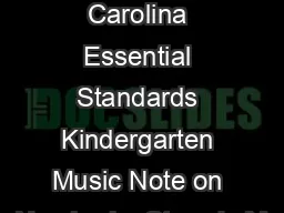 North Carolina Essential Standards Kindergarten Music Note on NumberingStrands M