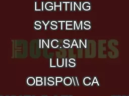 DOVE LIGHTING SYSTEMS INC.SAN LUIS OBISPO\\ CA 93401Digital DimmersOWN
