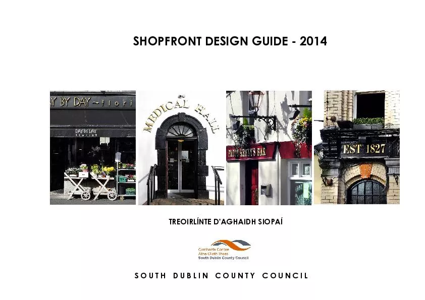 CONTENTS Introduction General Approach Elements of the Shopfront Overa