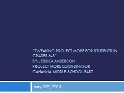 “Tweaking Project MORE for Students in Grades