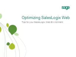 Optimizing SalesLogix Web