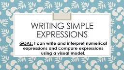Writing simple expressions