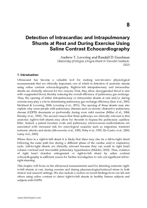 8 Detection of Intracardiac and Intrapulmonary Shunts at Rest and Duri