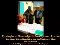 Typologies of Knowledge in Development Practice