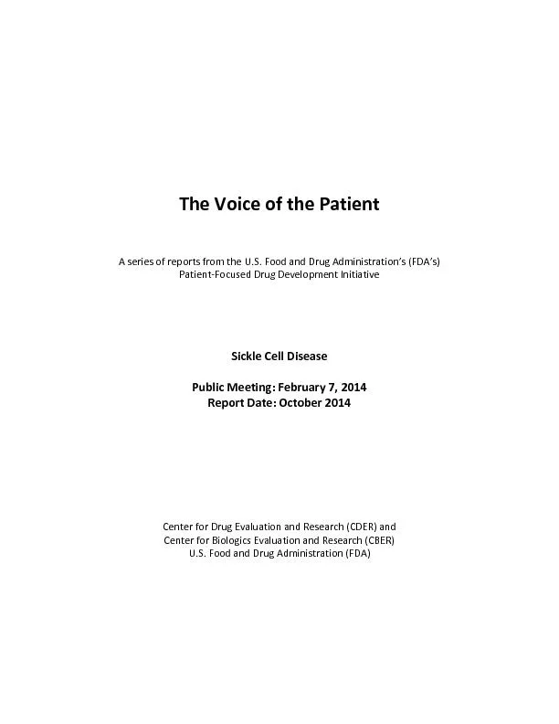 The Voice of the PatientA series of reports from the U.S.Food and Drug