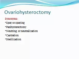 Ovariohysteroctomy