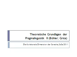 Theoretische Grundlagen der Pragmalinguistik II (Bühler;