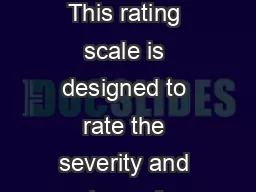 YALEBROWN OBSESSIVE COMPULSIVE SCALE YBOCS General Instructions This rating scale is designed