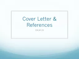 Cover Letter & References